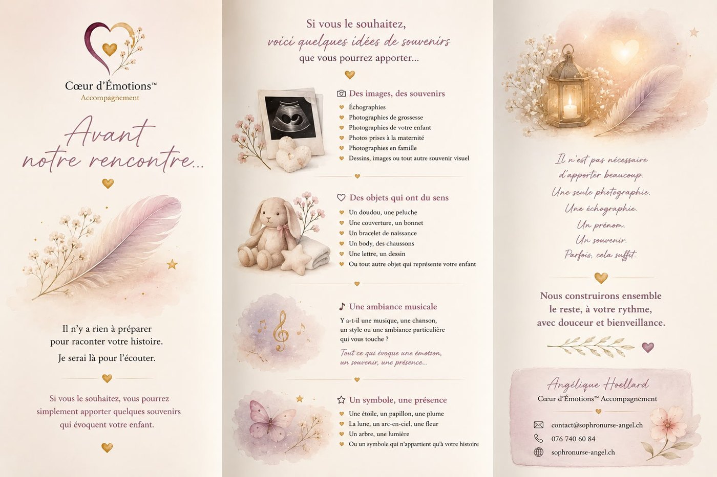 Livret Cœur d'Émotions Accompagnement — exemples de souvenirs à préparer avant la séance